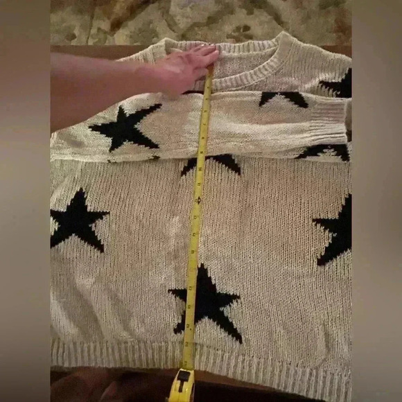 Stars ⭐️ sz S cream and black sweater with stars ⭐️, patriotic, trendy - Picture 4 of 5